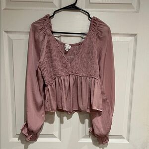 She and Sky Dusty Pink Smocked Blouse